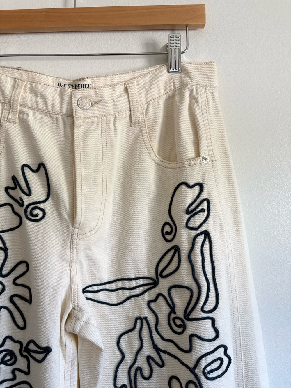 We The Free Good Luck Soutache Barrel Jeans in Ivory NEW - Picture 4 of 7